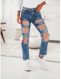 Denim pants with holes and beads 6211 - Online store - Boutique